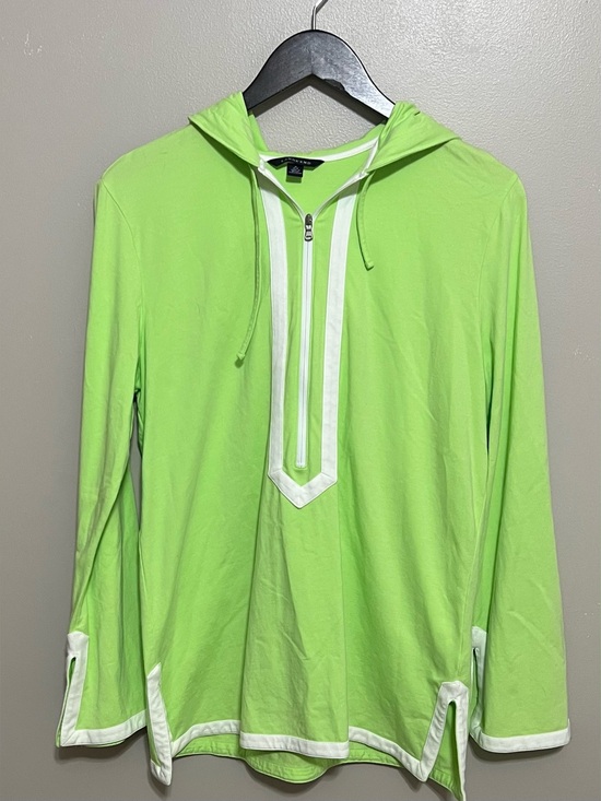 Lands' End Tops - Lands' End Hooded Half Zip Split Cuff Sleeves Tunic Top Size 10-12 (Med)